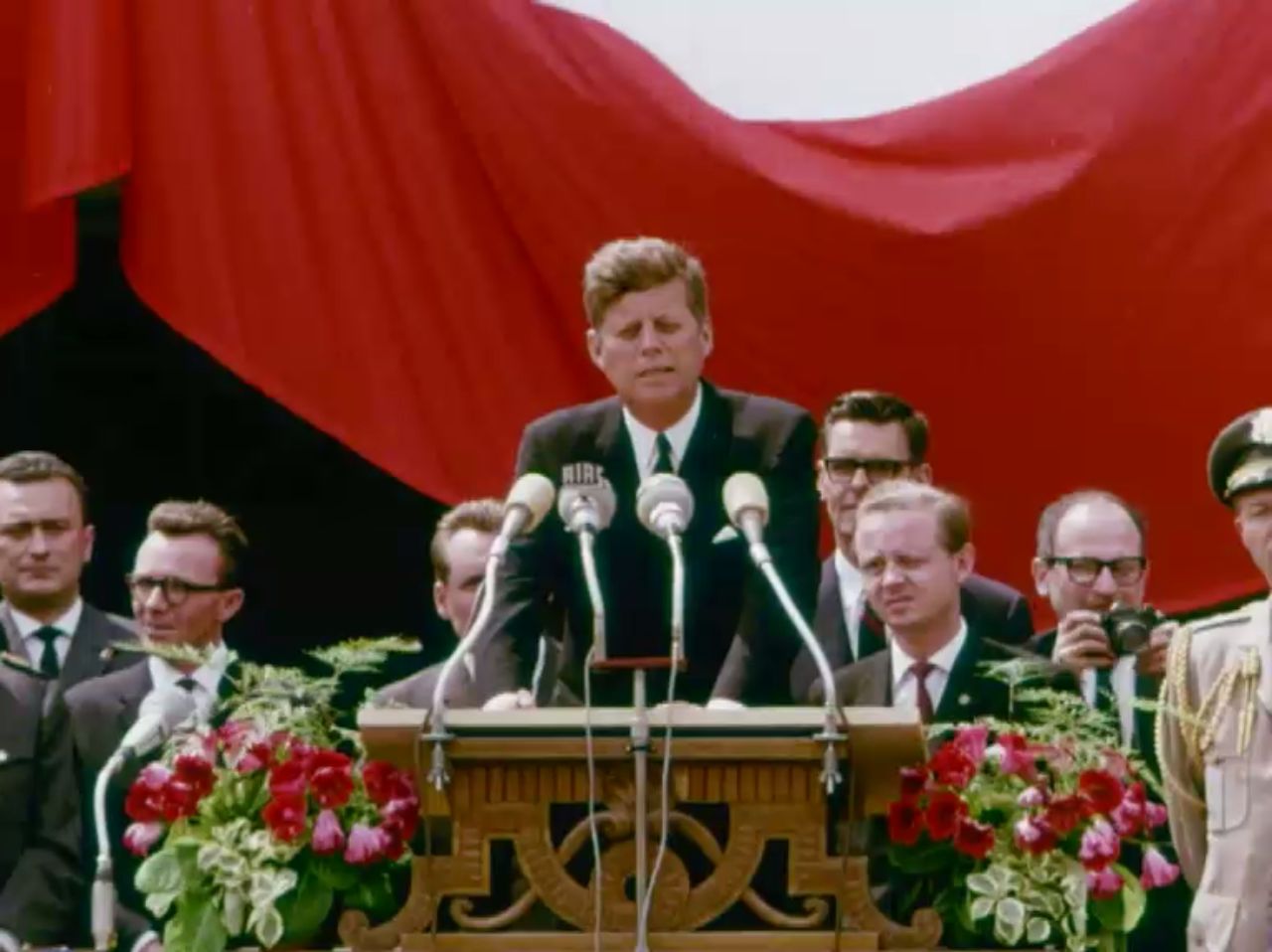 Rede von US-Präsident John. F. Kennedy während seines Staatsbesuchs in Deutschland am 26. Juni 1963 vor 450.000 Menschen in West-Berlin.