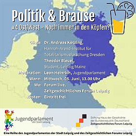 Grafik zur Veranstaltung Politik und Brause mit Karte des geteilten Deutschland