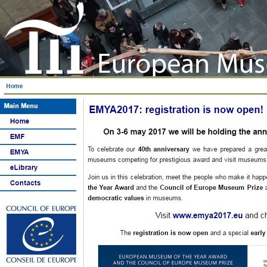 Das Bild zeigt einen Ausschnitt der Website des European Museum Council