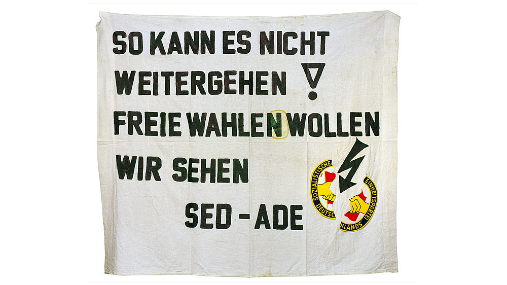 Banner: Monday Demonstration in Leipzig, 1989