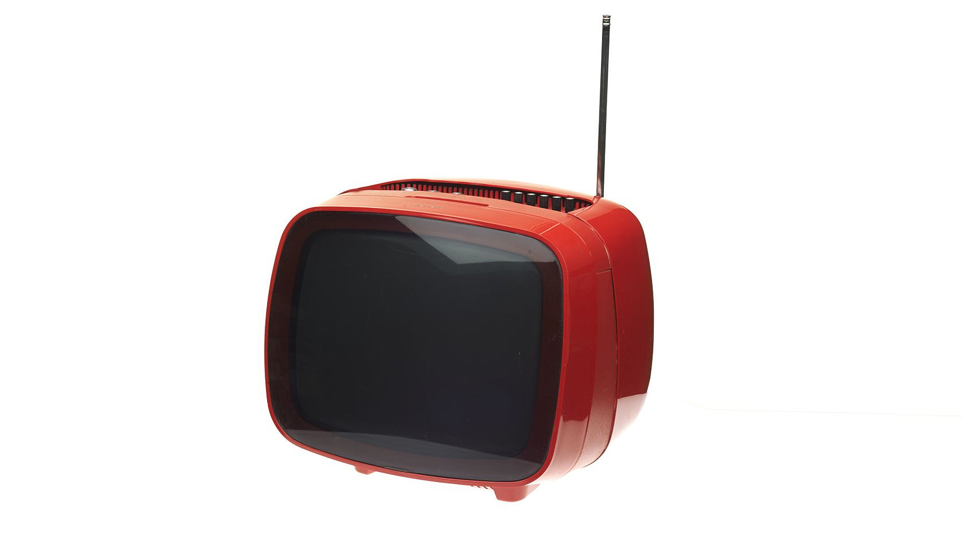 orangefarbener, kleiner runder Fernseher Siemens Alpha 31 aus den 1970er Jahren